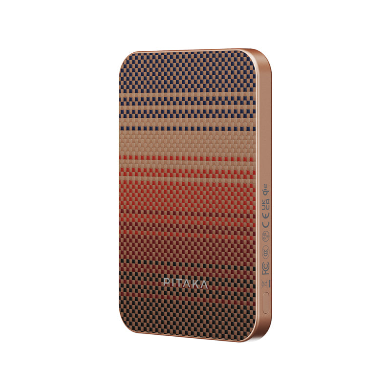 Pitaka Tactile Woven Qi2 Şarj Teknolojili Aramid Fiber M-Safe Powerbank 15W 5000mAh Kahverengi