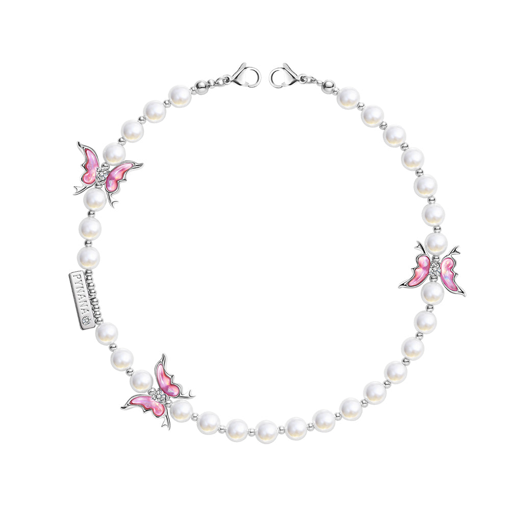 Pynana Gauzy Dream Serisi Çok Fonksiyonlu İnci Taşlı Telefon Boyun Askı İpi Pembe