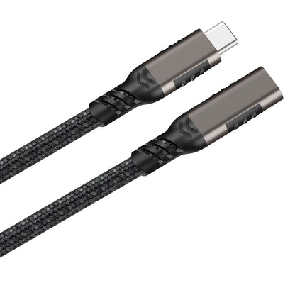 Qgeem Extension USB3.2 Type-C PD Uzatma Kablosu 100W 20Gbps 4K@60Hz 3 Metre Siyah