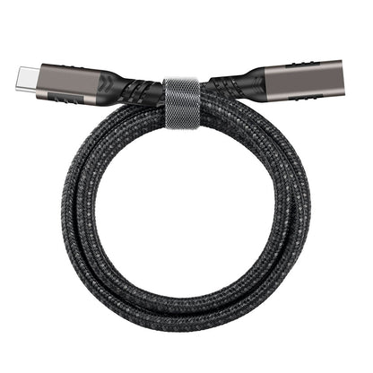 Qgeem Extension USB3.2 Type-C PD Uzatma Kablosu 100W 20Gbps 4K@60Hz 3 Metre Siyah