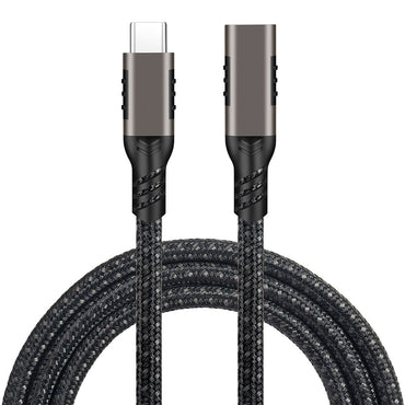 Qgeem Extension USB3.2 Type-C PD Uzatma Kablosu 100W 20Gbps 4K@60Hz 3 Metre Siyah