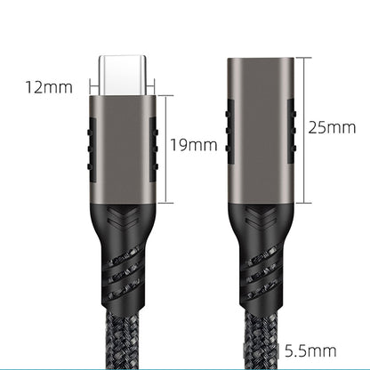 Qgeem Extension USB3.2 Type-C PD Uzatma Kablosu 100W 20Gbps 4K@60Hz 3 Metre Siyah