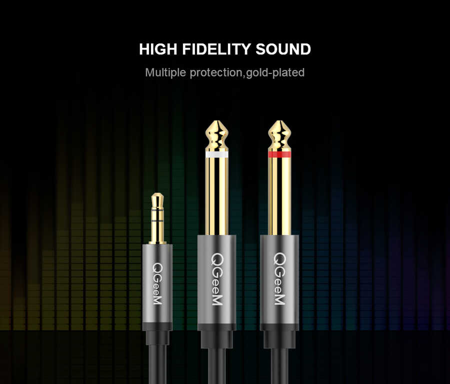 Qgeem QG-AU01 3.5mm To 6.35mm Aux Audio Kablo 1M Siyah