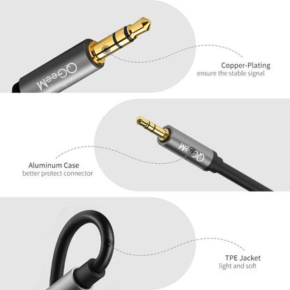 Qgeem QG-AU02 3.5mm To 6.35mm Aux Audio Kablo 1.5M Siyah