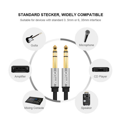Qgeem QG-AU03 6.35mm Aux Audio Kablo 1.5M Siyah