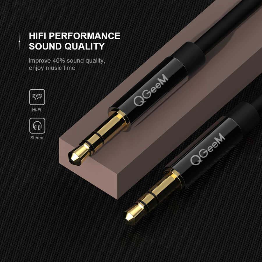 Qgeem QG-AU04 3.5mm Aux Audio Kablo 3M Siyah