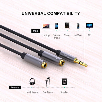 Qgeem QG-AU08 3.5mm Çoğaltıcı Audio Kablo Siyah