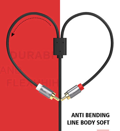 Qgeem QG-AU09 3.5mm To RCA Aux Audio Kablo 1.5M Siyah