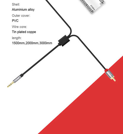 Qgeem QG-AU09 3.5mm To RCA Aux Audio Kablo 1.5M Siyah