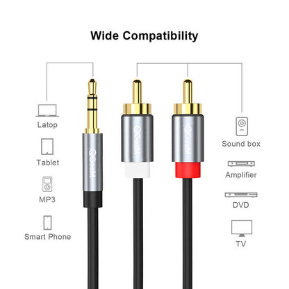 Qgeem QG-AU09 3.5mm To RCA Aux Audio Kablo 1.5M Siyah