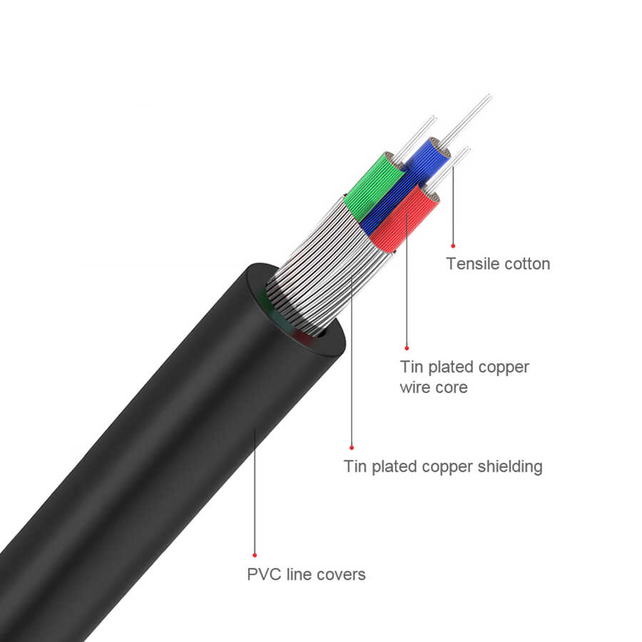 Qgeem QG-AU09 3.5mm To RCA Aux Audio Kablo 5M Siyah