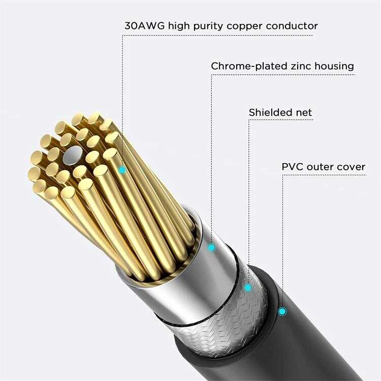 Qgeem QG-AU11 RCA Aux Audio Kablo 3.05M Siyah