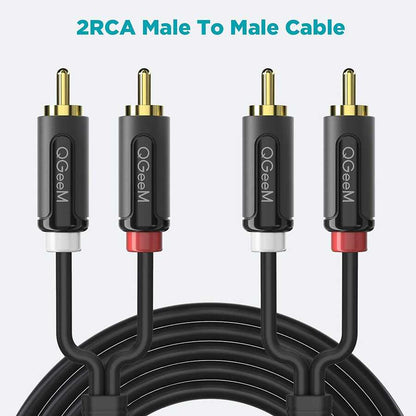 Qgeem QG-AU12 Dual RCA Aux Audio Kablo 1.83M Siyah
