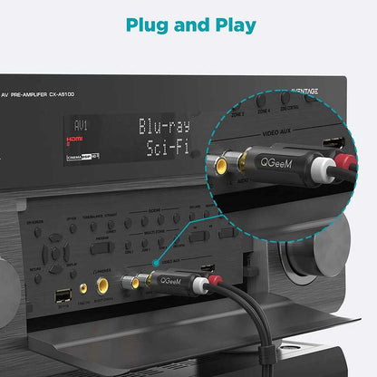 Qgeem QG-AU12 Dual RCA Aux Audio Kablo 1.83M Siyah