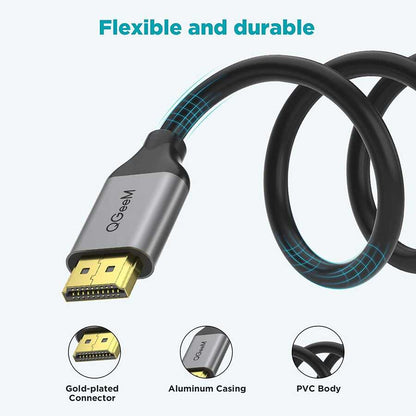 Qgeem QG-AV17 Görüntü ve Ses Aktarıcı HDMI Kablo 2.1 Versiyon 8K HD Kalite 48Gbps 0.91 metre Siyah