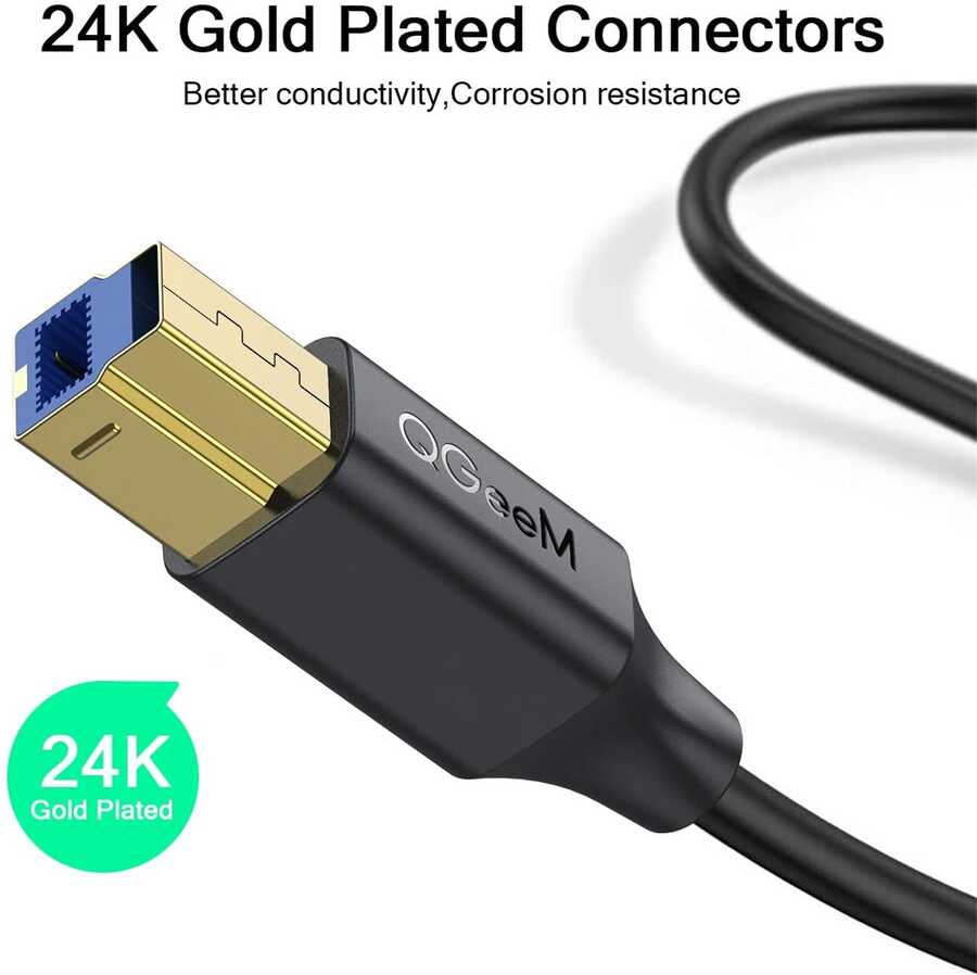 Qgeem QG-CVQ20 Usb Type-A To Usb Type-B Kablo 1.83M Siyah