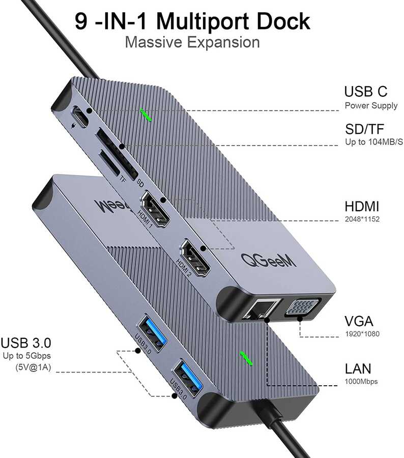 Qgeem QG-D3908 Usb Hub Siyah