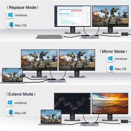Qgeem QG-D6902 All in One Çoğaltıcı Type-C Hub Docking Station 4K-5K Displayport HDMI Destekli Siyah