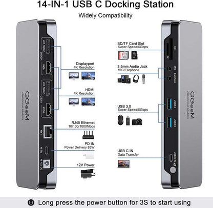 Qgeem QG-D6908 Type-C Usb Hub Gri
