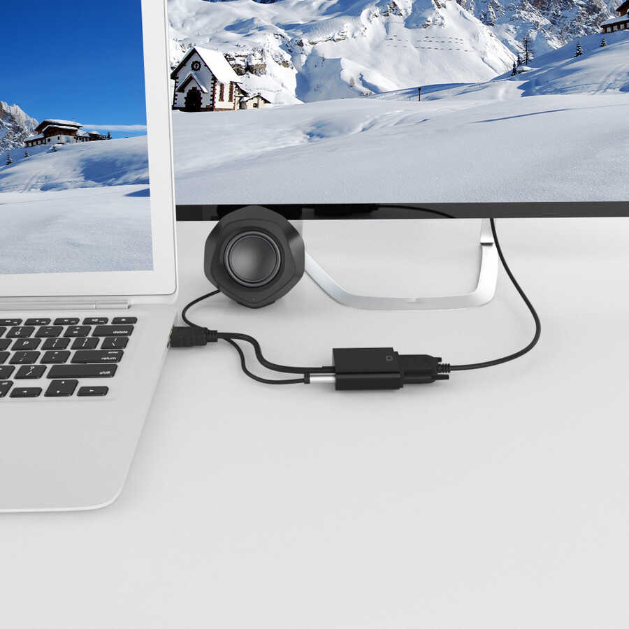 Qgeem QG-HD08 HDMI To VGA Dönüştürücü Siyah