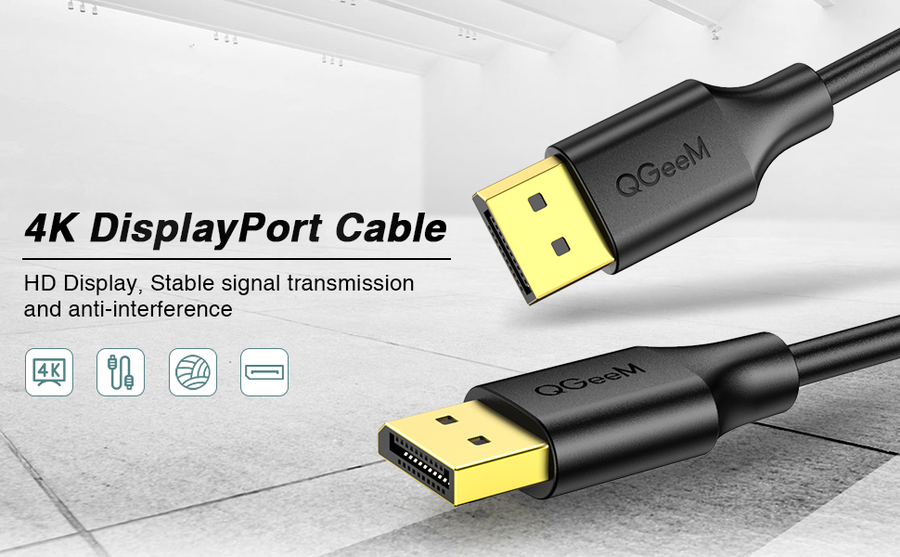 Qgeem QG-HD16 Display Port Kablo 0.91M Siyah