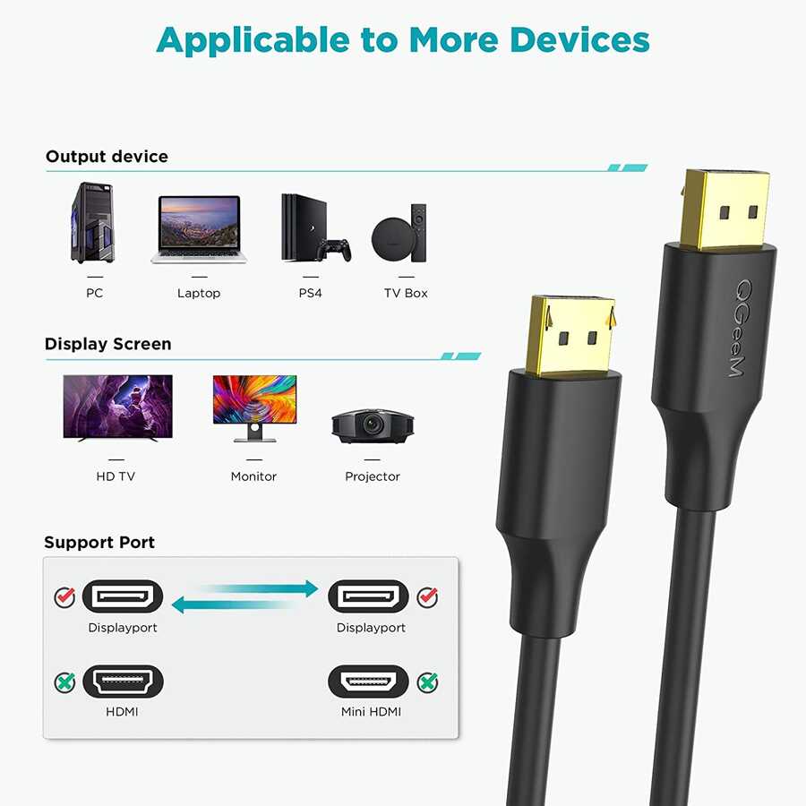 Qgeem QG-HD16 Display Port Kablo 0.91M Siyah