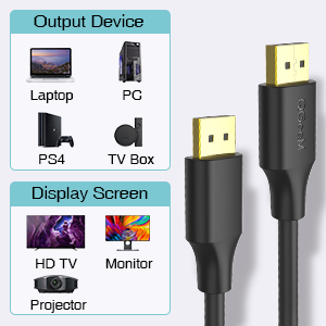 Qgeem QG-HD16 Display Port Kablo 0.91M Siyah