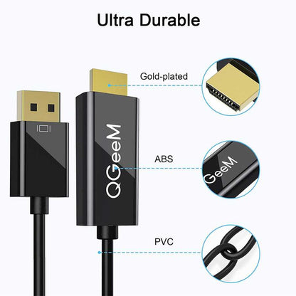 Qgeem QG-HD22 Display Port To HDMI Kablo Siyah