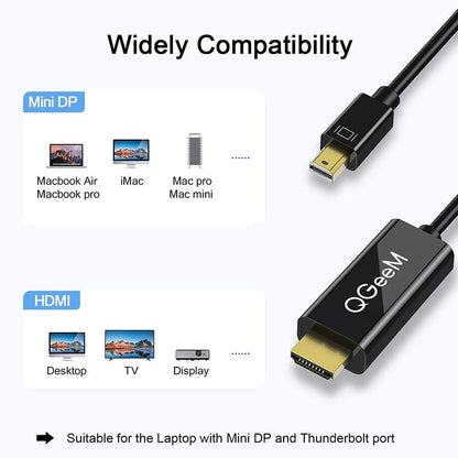 Qgeem QG-HD23 Mini Display Port To HDMI Kablo Siyah