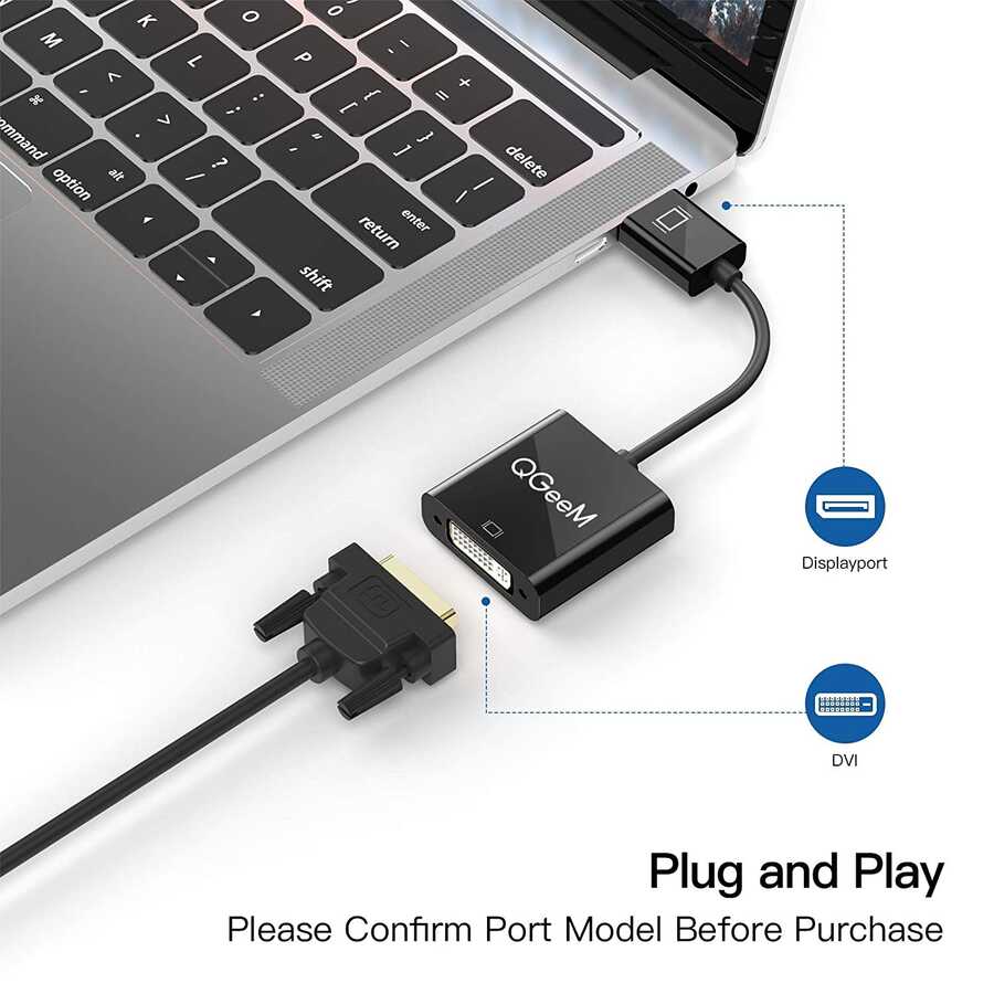 Qgeem QG-HD24 DVI To Display Port Dönüştürücü Siyah