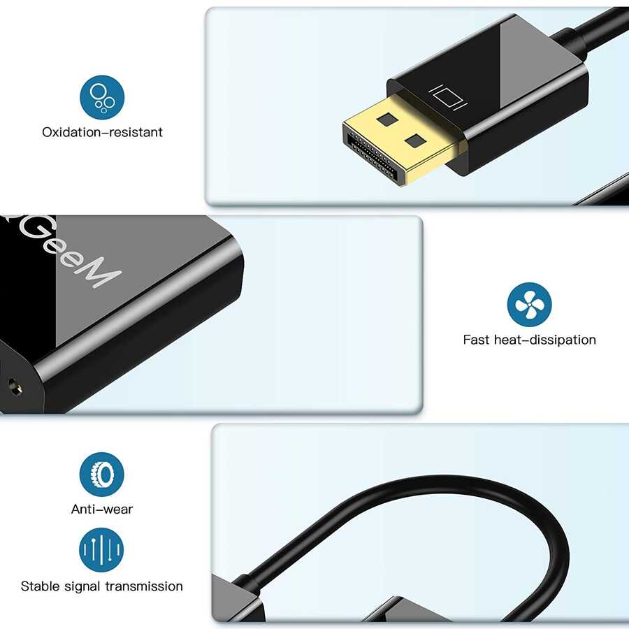 Qgeem QG-HD24 DVI To Display Port Dönüştürücü Siyah