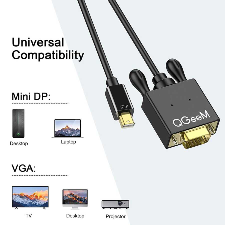 Qgeem QG-HD29 VGA To Mini Display Port Kablo Siyah