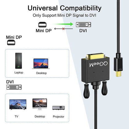 Qgeem QG-HD30 DVI To Mini Display Port Kablo Siyah
