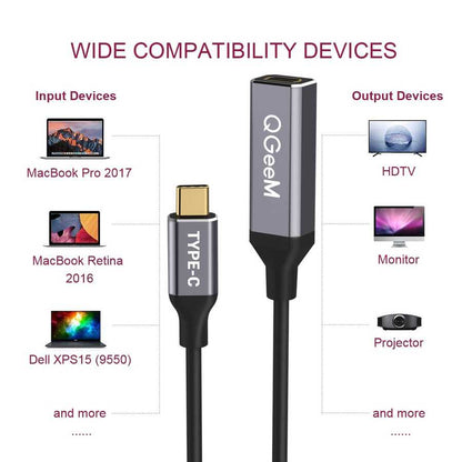 Qgeem QG-UA08 Type-C To Mini Display Dönüştürücü Siyah