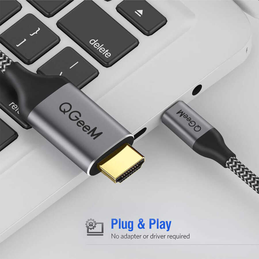 Qgeem QG-UA09 Type-C To HDMI Kablo 3M Siyah