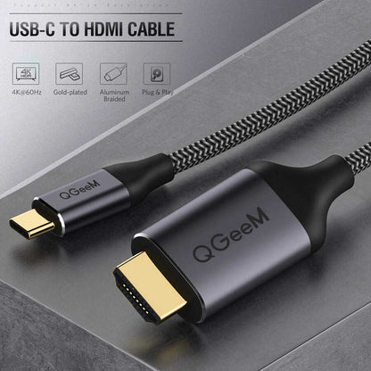 Qgeem QG-UA09 Type-C To HDMI Kablo 3M Siyah