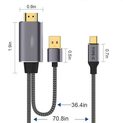 Qgeem QG-UA12 Type-C To HDMI 2 in 1 Kablo Siyah