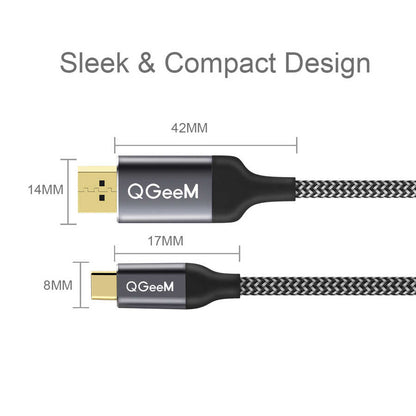 Qgeem QG-UA13 Type-C To Display Port Kablo 3M Siyah