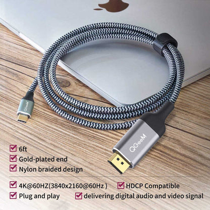 Qgeem QG-UA13 Type-C To Display Port Kablo 3M Siyah
