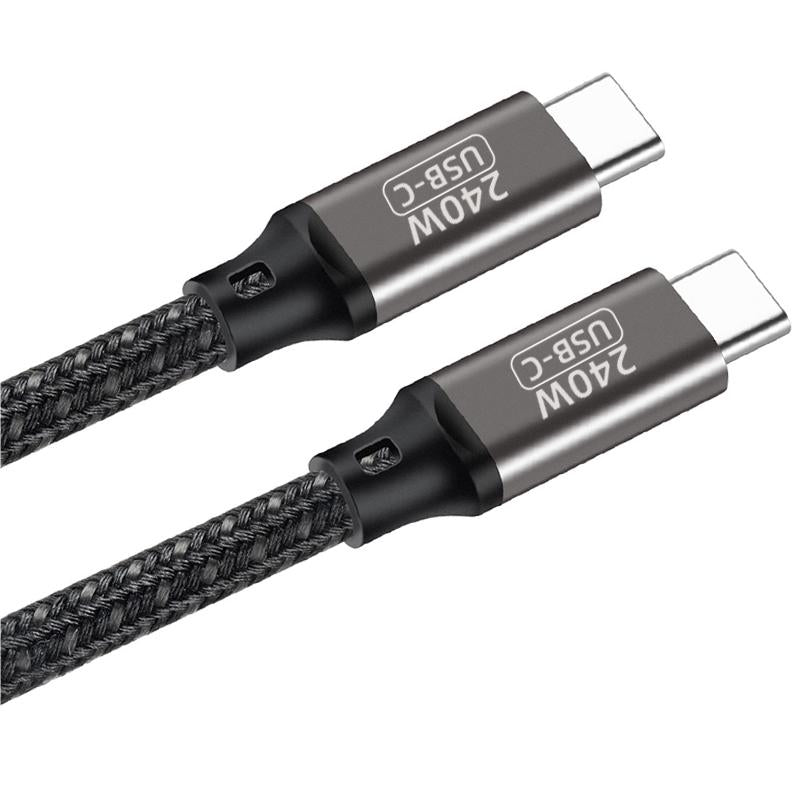 Qgeem QG02 Type-C to Type-C PD3.1 Data Kablosu 240W 480Mbps 0.5 Metre Siyah