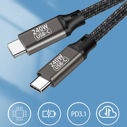 Qgeem QG02 Type-C to Type-C PD3.1 Data Kablosu 240W 480Mbps 0.5 Metre Siyah