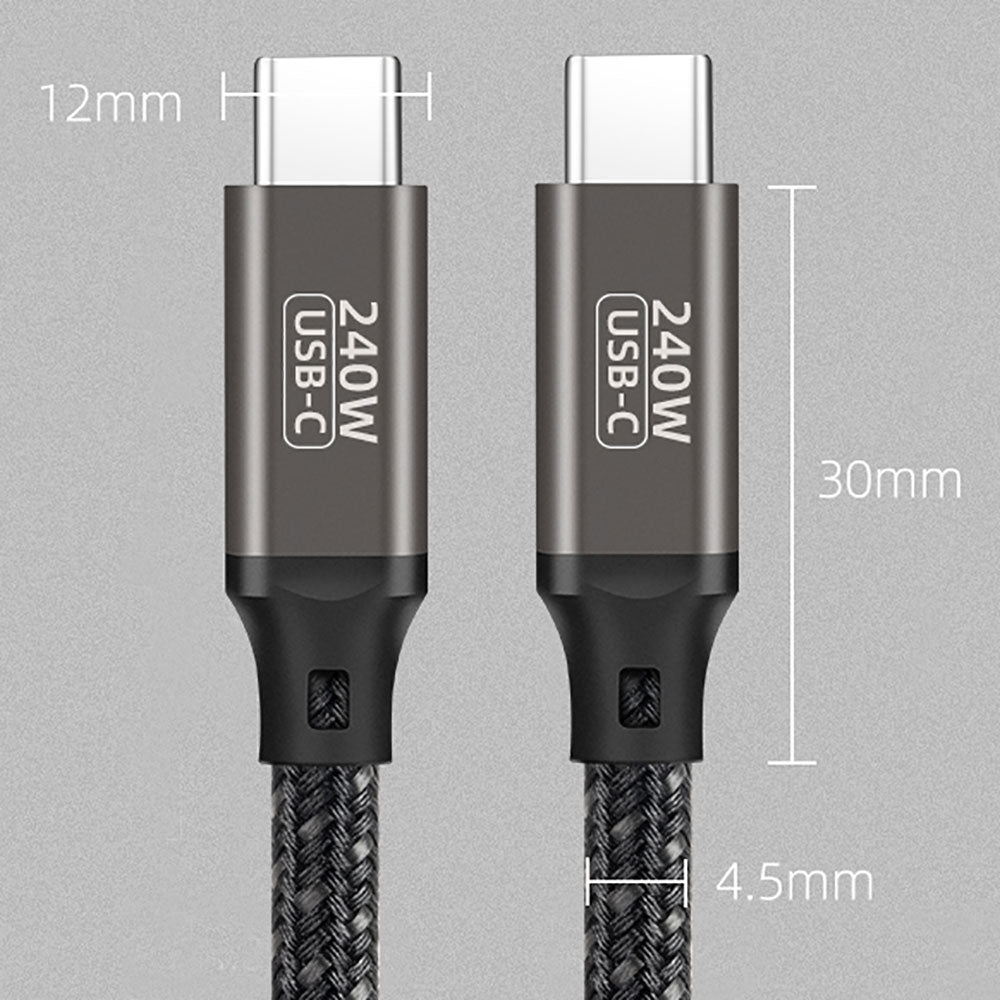 Qgeem QG02 Type-C to Type-C PD3.1 Data Kablosu 240W 480Mbps 1 Metre Siyah