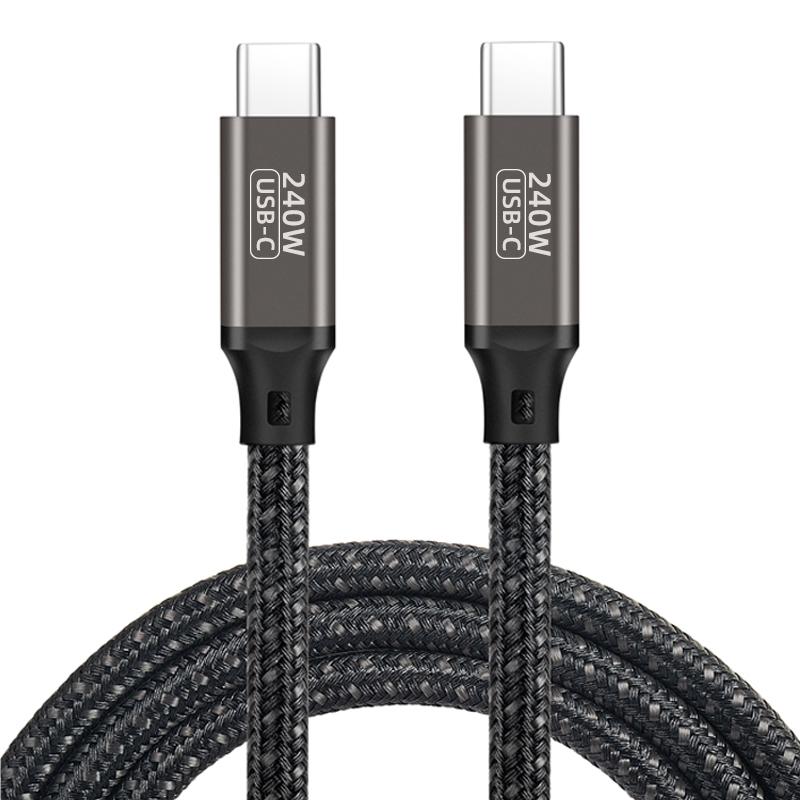 Qgeem QG02 Type-C to Type-C PD3.1 Data Kablosu 240W 480Mbps 1.5 Metre Siyah