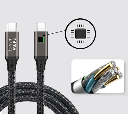 Qgeem QG02 Type-C to Type-C PD3.1 Data Kablosu 240W 480Mbps 2 Metre Siyah