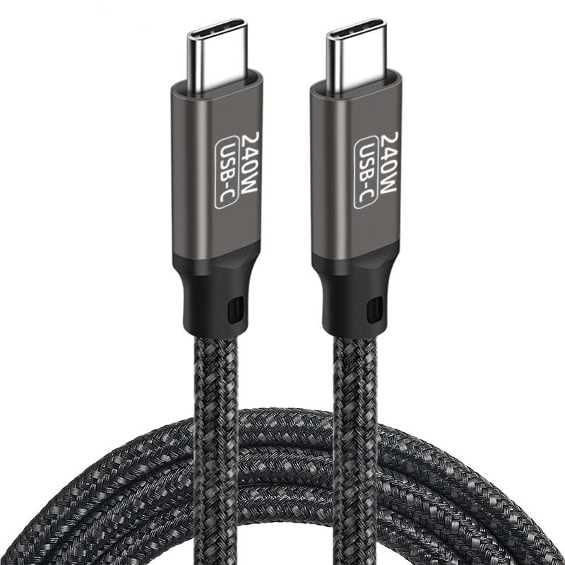 Qgeem QG02 Type-C to Type-C PD3.1 Data Kablosu 240W 480Mbps 3 Metre Siyah