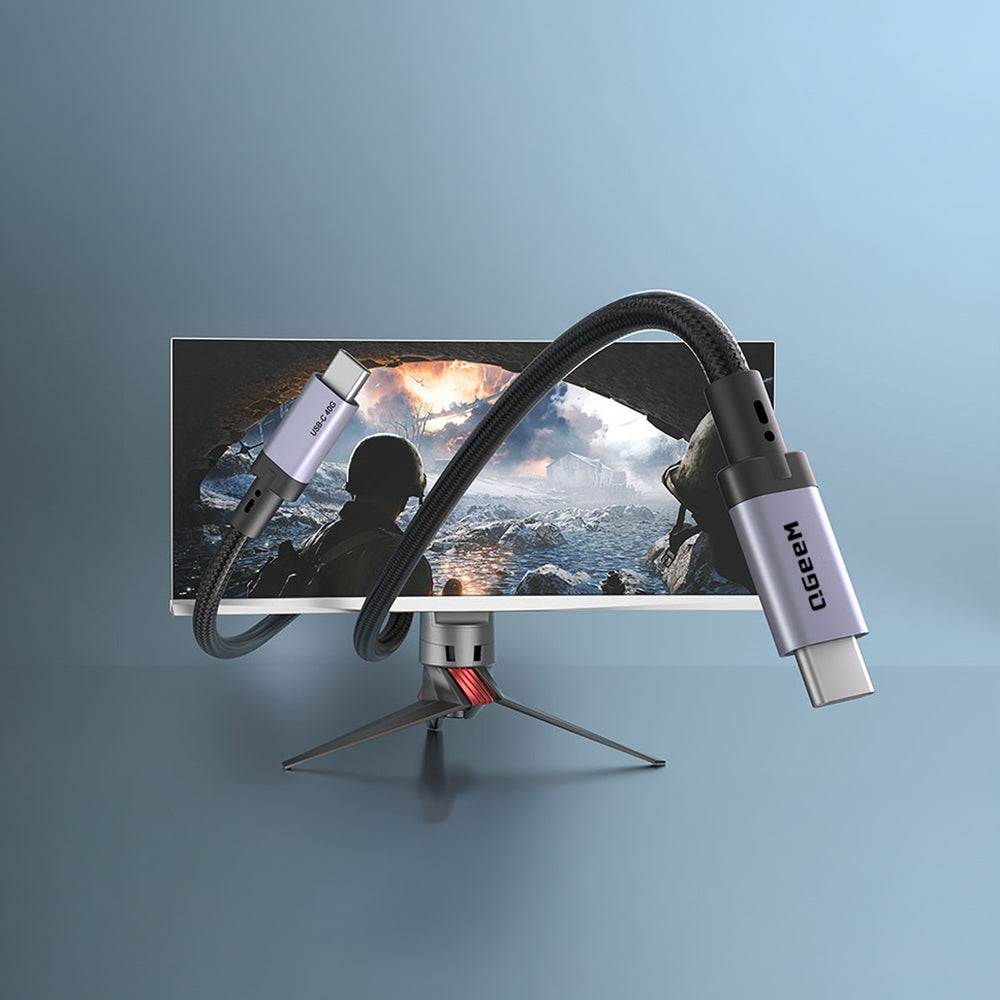 Qgeem QG03 Type-C to Type-C PD 40G 8K@60Hz Data Kablosu 240W 1.5M Gri