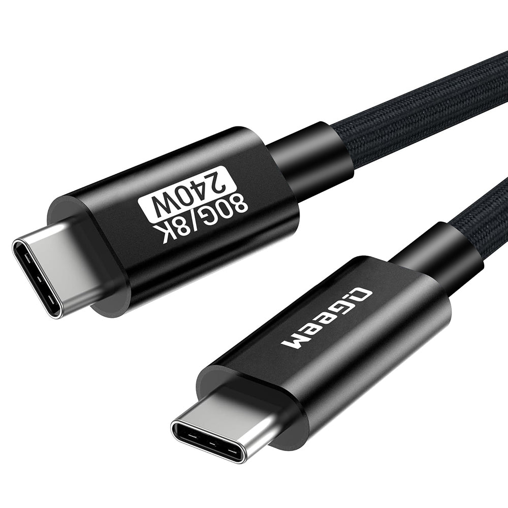 Qgeem QG05 Type-C to Type-C USB5 PD Data Kablosu 240W 80Gbps 8K@60Hz 1.2 Metre Siyah
