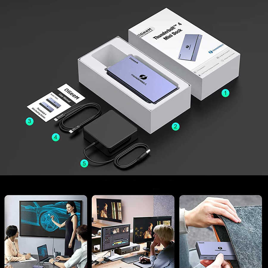 Qgeem T4803 Thunderbolt 4 Mini Dock Gri