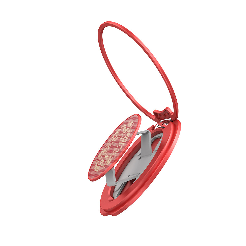 Raptic Defeme FreeFlow 360 Derece Dönebilen Karbon Fiber Tasarımlı Parmak Ring Stand Kırmızı