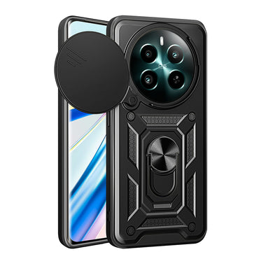 Realme 12 Case Magnetic Stand Camera Protection Zore Sliding Vega Cover Black